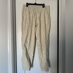 J. Crew Cream Embroidered Pants